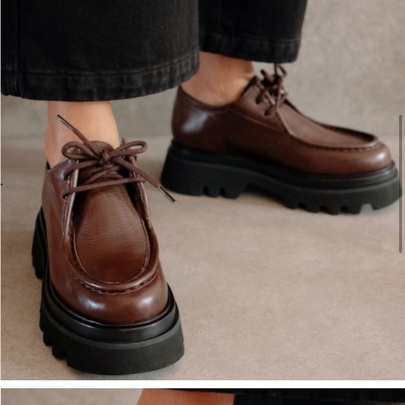 ALOHAS Tycoon Leather Chunky Loafers Brown Free People Brown Sz EU41/US 10-10.5 - Picture 2 of 12